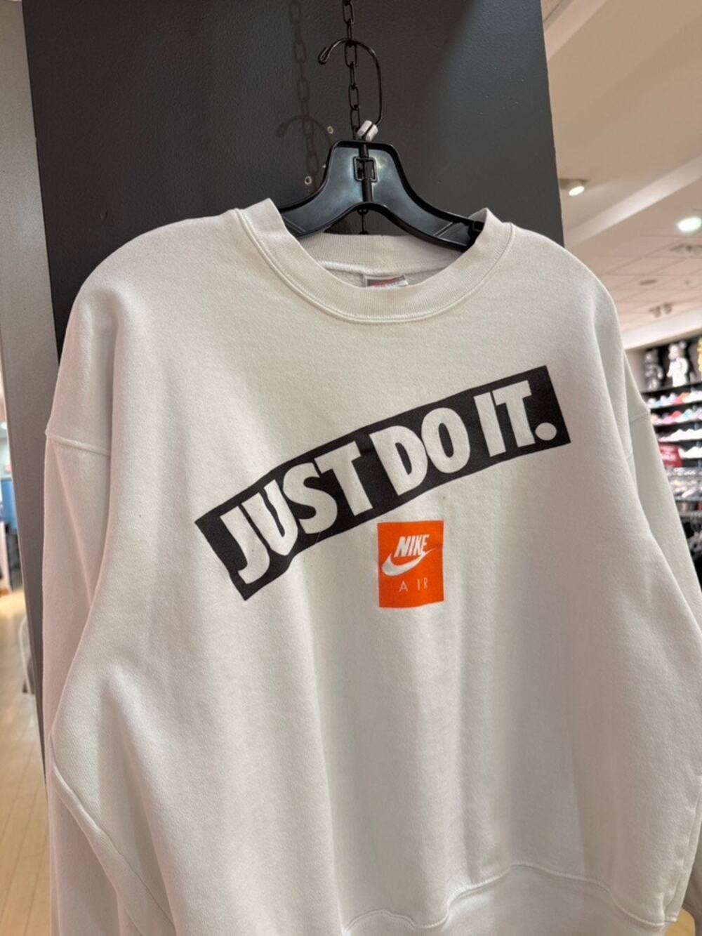 90s Nike Air Just Do It Vintage White Orange Box Logo Swoosh Crewneck Sweatshirt